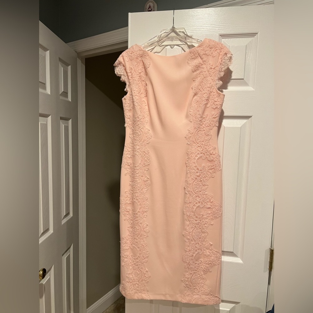 Nordstrom Maggy London Blush Dress with Lace (wedding/cocktail) size 6